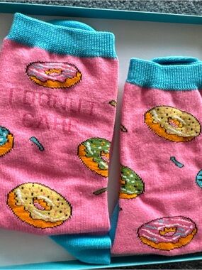 Happypop socks  funny donut gif Donut Pattern Crew Socks I donut care